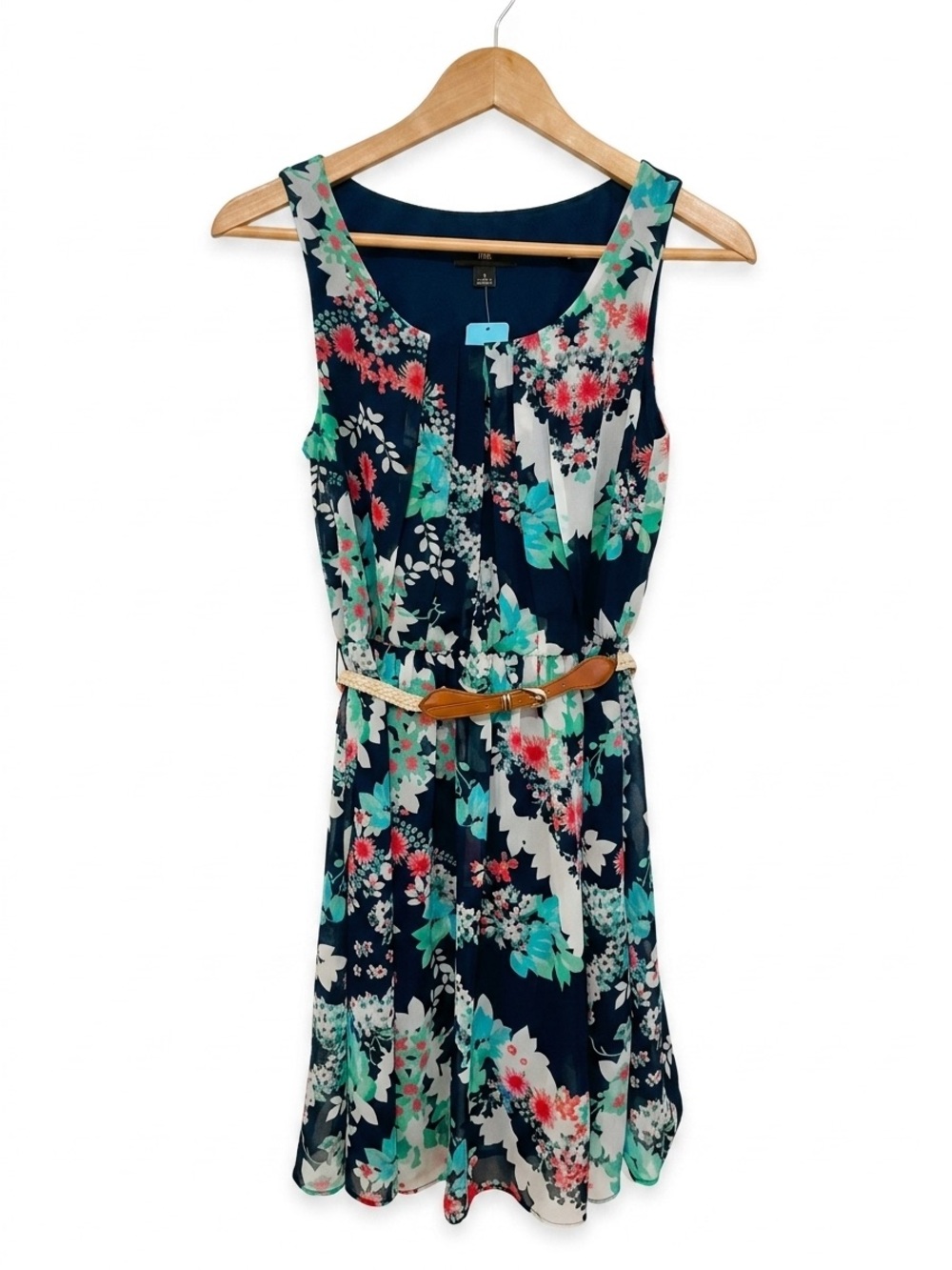 Iz Byer Blue Multi Floral Print. Junior size small